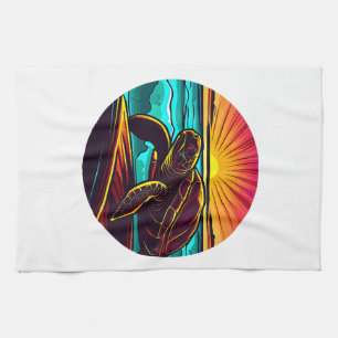 Turtle at Sunset, Inspiring Nature Design Tea Towel