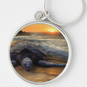 Turtle at Sunset Key Ring