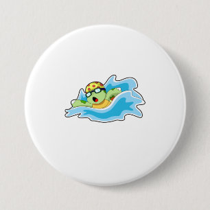 Turtle at Swimming in Water 7.5 Cm Round Badge