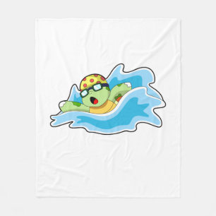 Turtle at Swimming in Water Fleece Blanket