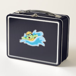 Turtle at Swimming in Water Metal Lunch Box