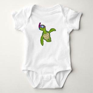 Turtle at Swimming with Snorkel Baby Bodysuit
