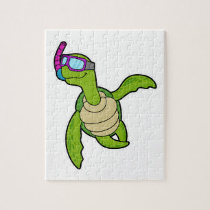 Turtle at Swimming with Snorkel Jigsaw Puzzle