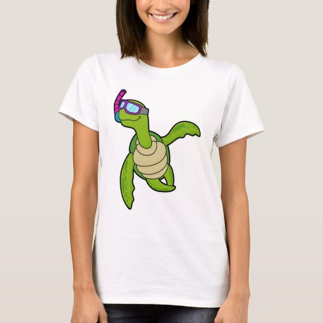 Turtle at Swimming with Snorkel T-Shirt (Front)