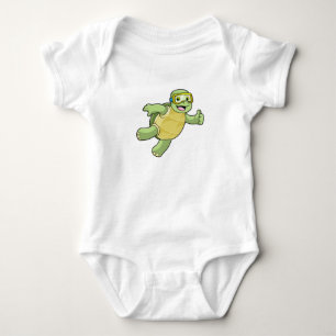 Turtle at Swimming with Swimming goggles Baby Bodysuit
