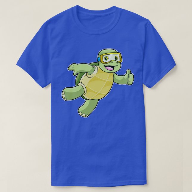 Turtle at Swimming with Swimming goggles T-Shirt (Design Front)