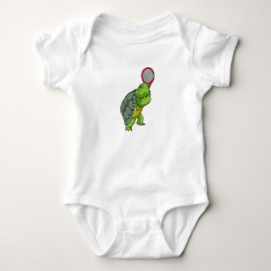 Turtle at Tennis with Tennis racket Baby Bodysuit