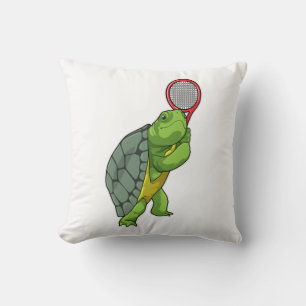 Turtle at Tennis with Tennis racket Cushion