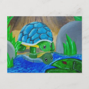 Turtle at the pond postcard