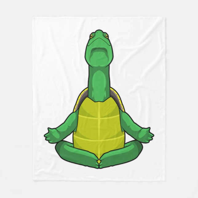 Turtle at Yoga Meditation Fleece Blanket (Front)