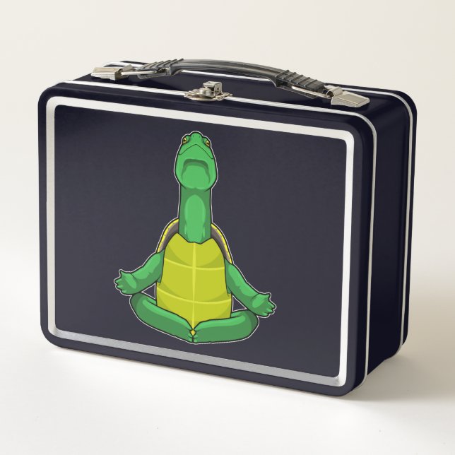 Turtle at Yoga Meditation Metal Lunch Box (Front)