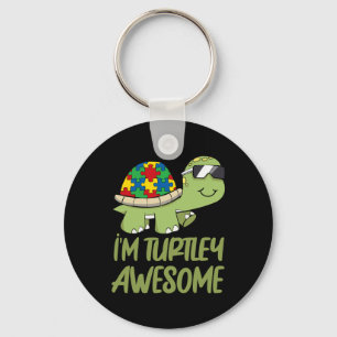 Turtle Awesome Autism Awareness Puzzle Piece Key Ring