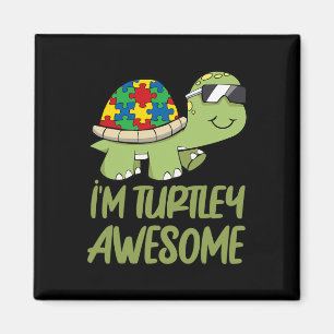 Turtle Awesome Autism Awareness Puzzle Piece Magnet