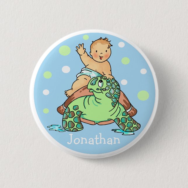 Turtle Baby Boy Button (Front)