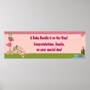 TURTLE Baby Shower Banner Once Upon a Pond OUP Poster