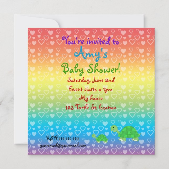 Turtle baby shower invitation (Front)
