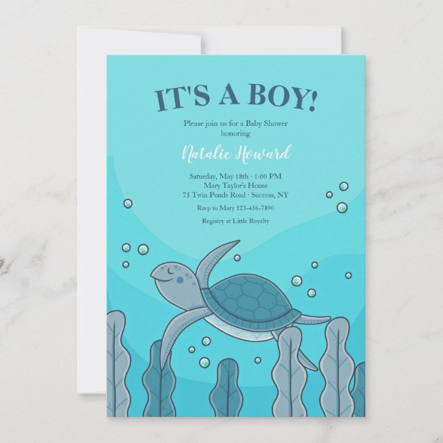 Turtle Baby Shower Invitation (Front)
