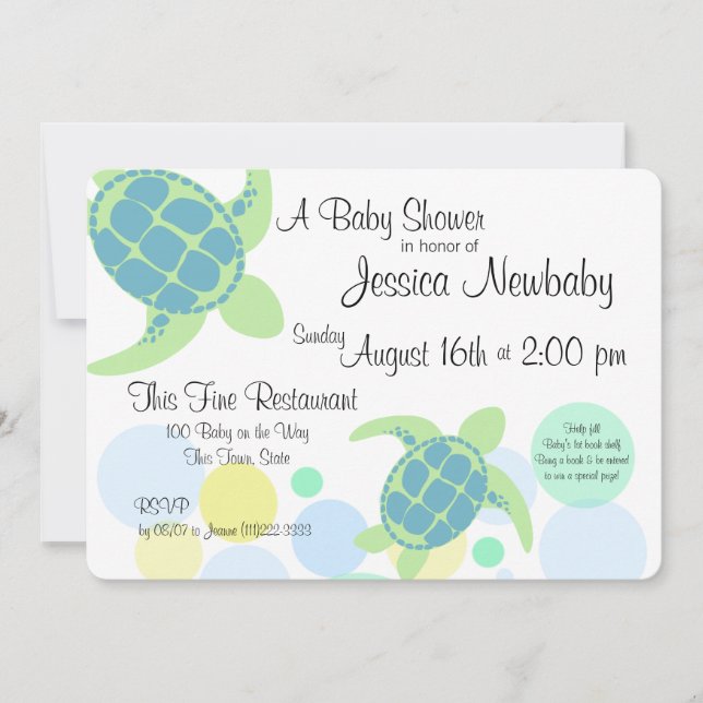 Turtle Baby Shower Invitation (Front)