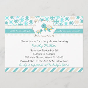Turtle Baby Shower Invitation Unisex Teal