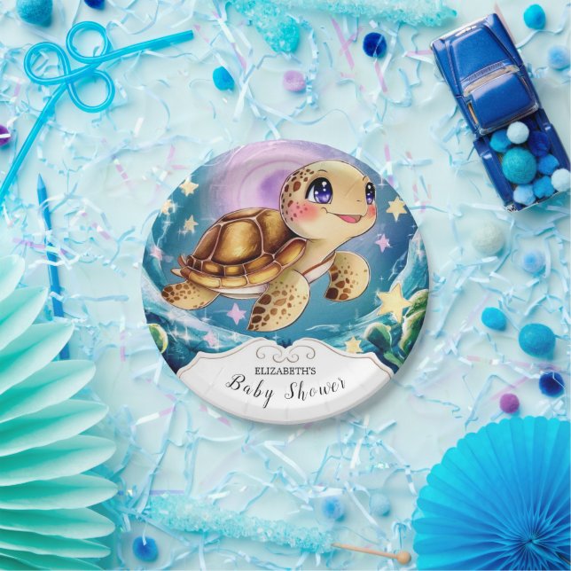 Turtle Baby Shower Paper Plate (Party)