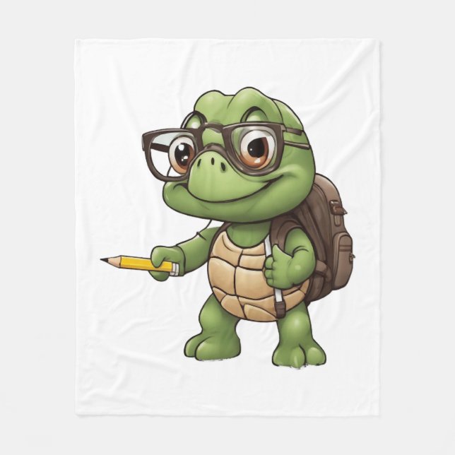 Turtle back to school fleece blanket (Front)