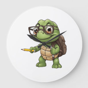 Turtle back to school large clock