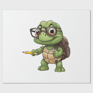 Turtle back to school wrapping paper