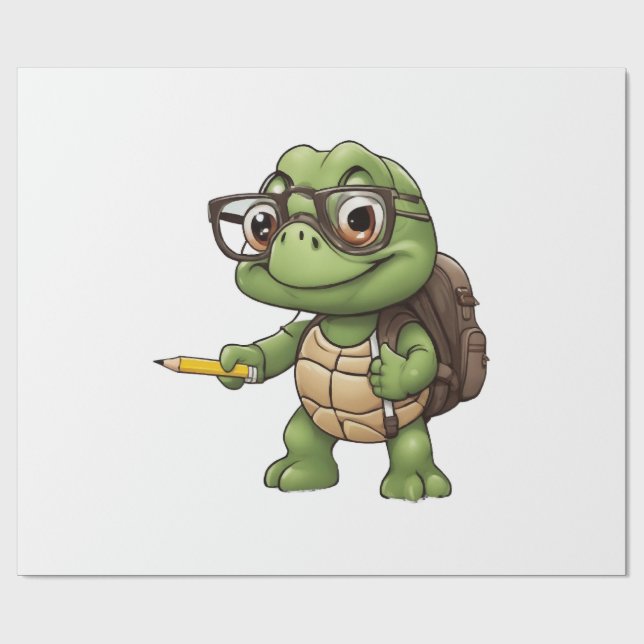 Turtle back to school wrapping paper (Flat)