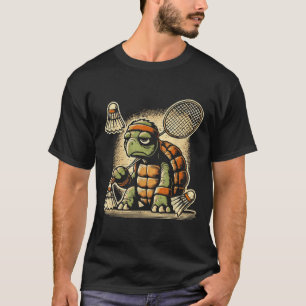 Turtle Badminton Player Shuttle Racket T-Shirt