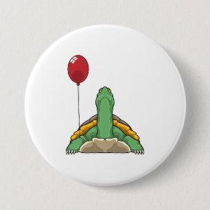 Turtle Balloon 7.5 Cm Round Badge