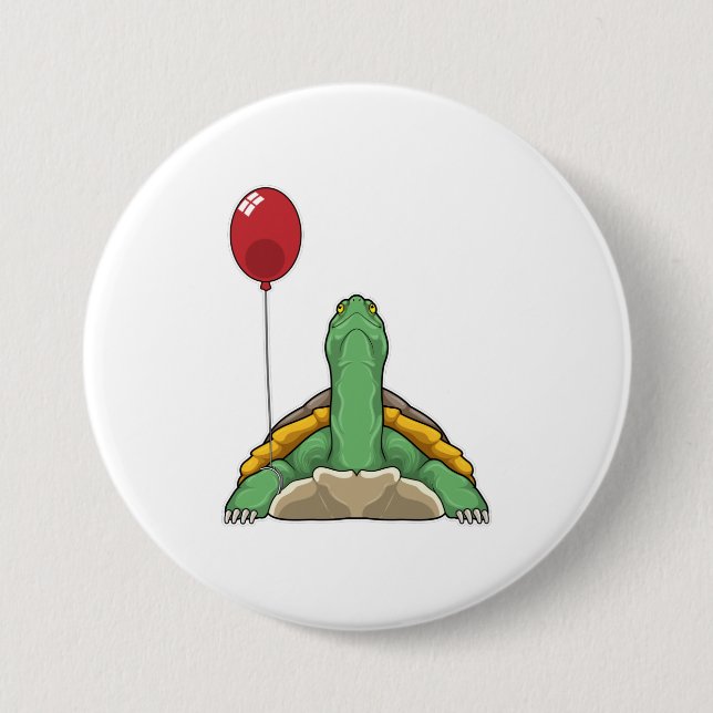 Turtle Balloon 7.5 Cm Round Badge (Front)