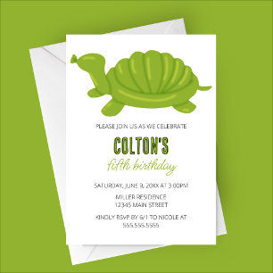 Turtle Balloon Animal Birthday Party Invitation