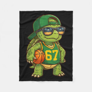 Turtle Basketball 67 Gen Alpha Slang Srts Men Boys Fleece Blanket