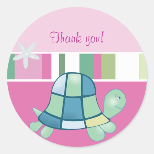 Turtle Bay Pink Round Thank you Favour Sticker