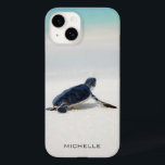 Turtle Beach Journey Personalised Name | Nature Case-Mate iPhone 14 Case<br><div class="desc">This design features a baby turtle making it's way to the ocean after being born. Personalise by editing the text in the text box or delete text for no name.
#turtle #sealife #ocean #seaturtle #leatherback #beach #sealife #personalised #iPhonecase</div>