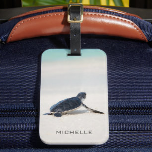 Turtle Beach Journey Personalised Name   Nature Luggage Tag