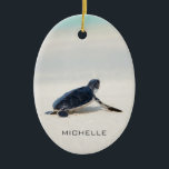 Turtle Beach Journey Personalized Name | Nature Ceramic Tree Decoration<br><div class="desc">This design features a baby turtle making it's way to the ocean after being born. Personalize by editing the text in the text box or delete text for no name. #turtle #sealife #ocean #seaturtle #leatherback #beach #sealife #personalized #name #christmas #holidays #seasonal #festive #ornaments #decorations #christmasdecorations #holidaydecorations #christmasornaments #holidayornaments #nature #ocean...</div>