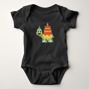 Turtle Birthday Cake Candle Baby Bodysuit