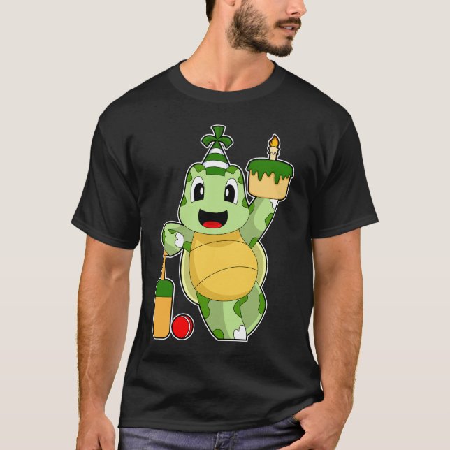 Turtle Birthday Cricket T-Shirt (Front)