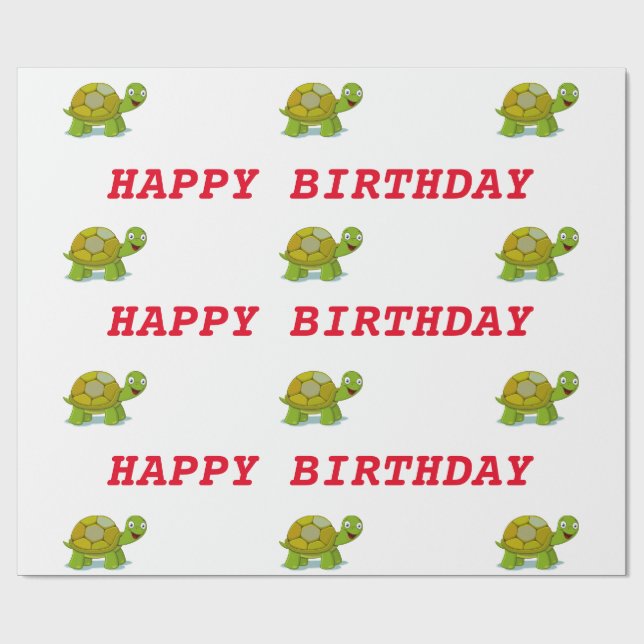 Turtle Birthday Wrapping Paper (Flat)