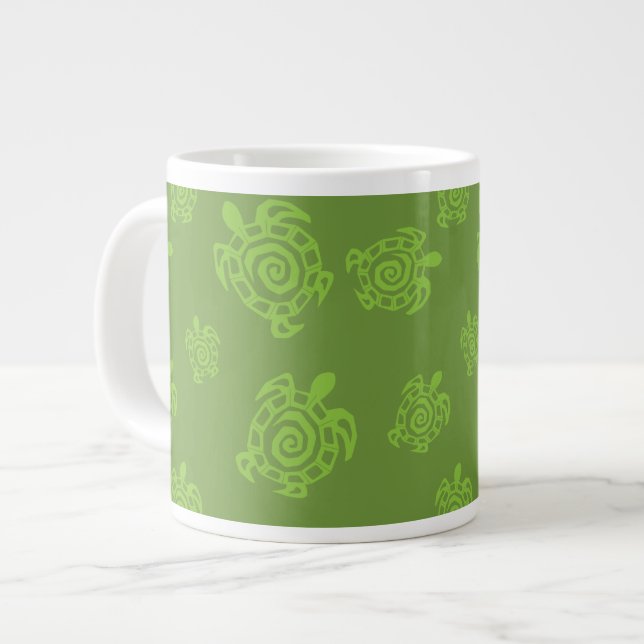 Turtle Blue Pattern Large Coffee Mug (Front Left)