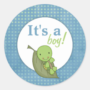 Turtle Blue Polka Dot Baby Shower Classic Round Sticker