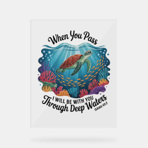 Turtle Blue Sea Square Acrylic Sign