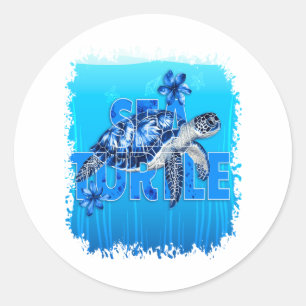Turtle Blue Sea Square Classic Round Sticker