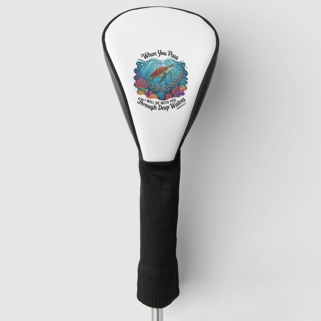 Turtle Blue Sea Square Golf Head Cover (Front)