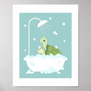 Turtle Bubble Bath Poster Print