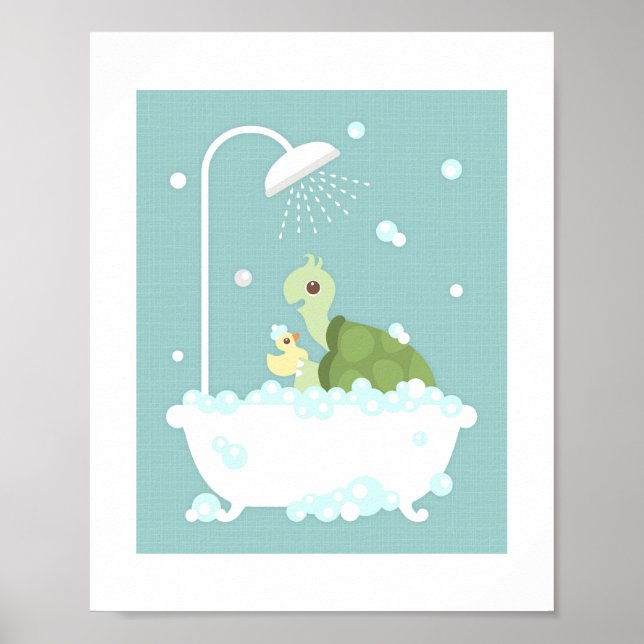 Turtle Bubble Bath Poster Print (Front)