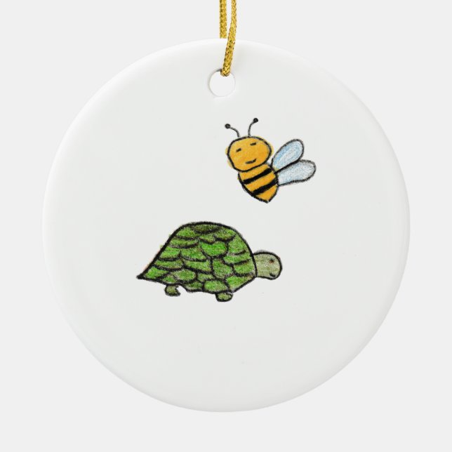 Turtle Bumblebee  Ceramic Tree Decoration (Front)