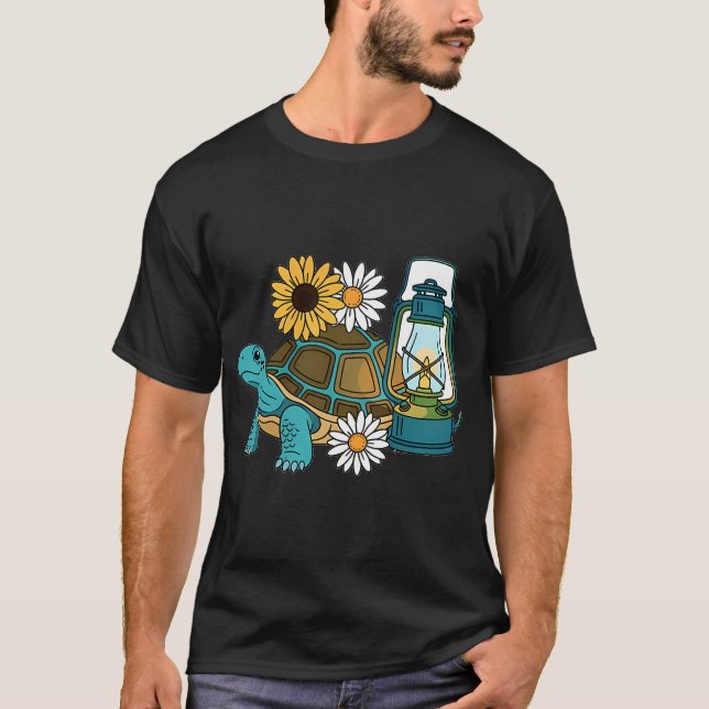 Turtle Camping Lantern Gift T-Shirt (Front)