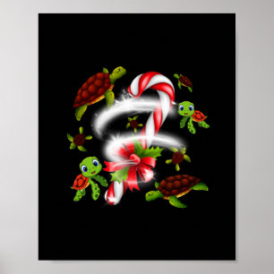 Turtle Candy Sweet Christmas Poster